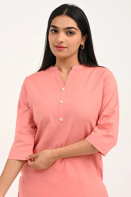 Stain proof Peach Cotton Kurti