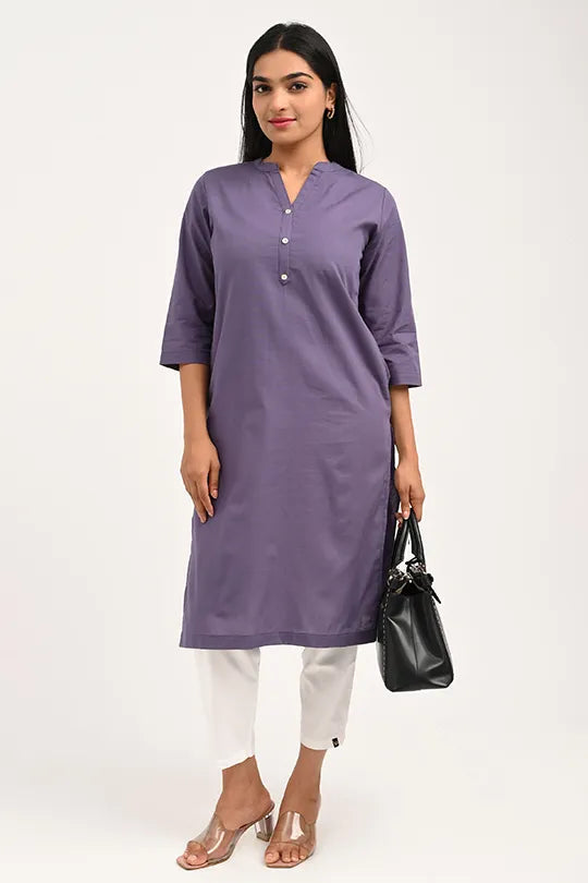 Stain proof Purple Cotton Kurti