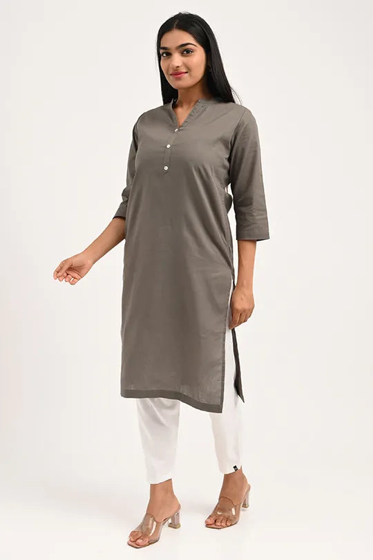 Stain proof Dark Grey Cotton Kurti