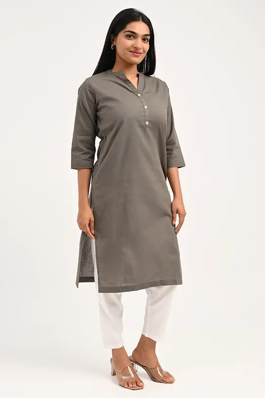 Stain proof Dark Grey Cotton Kurti