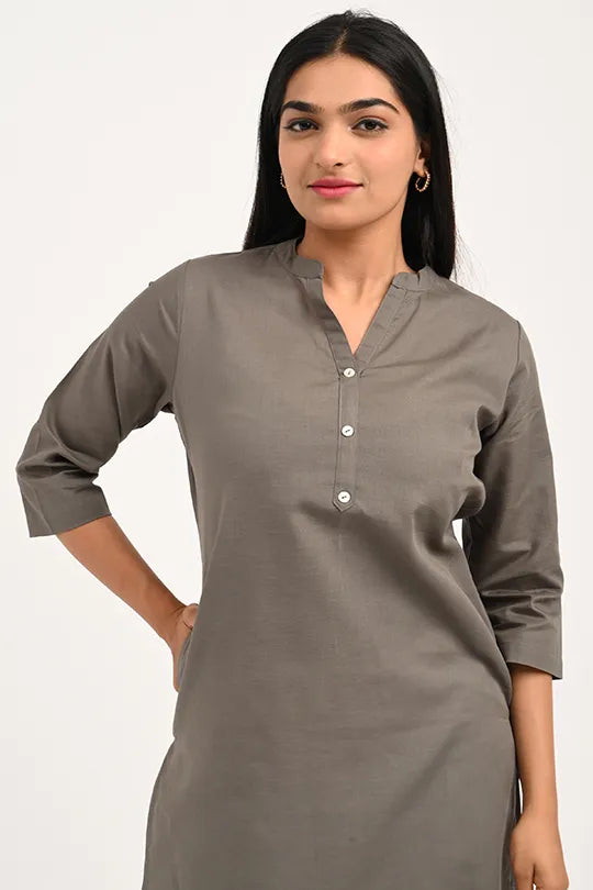 Stain proof Dark Grey Cotton Kurti
