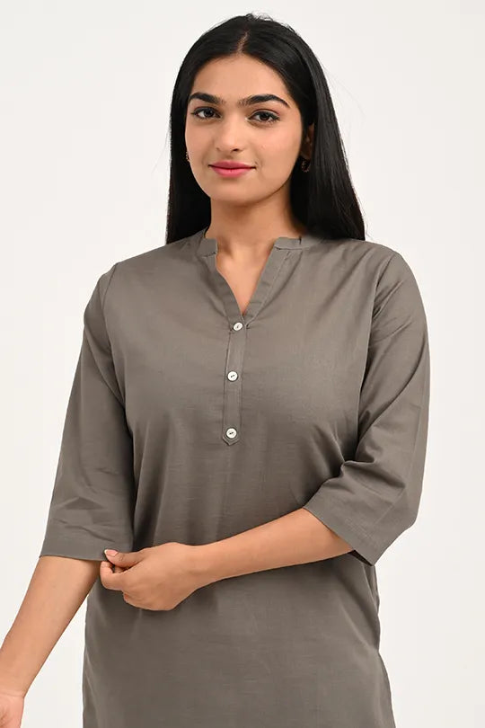 Stain proof Dark Grey Cotton Kurti