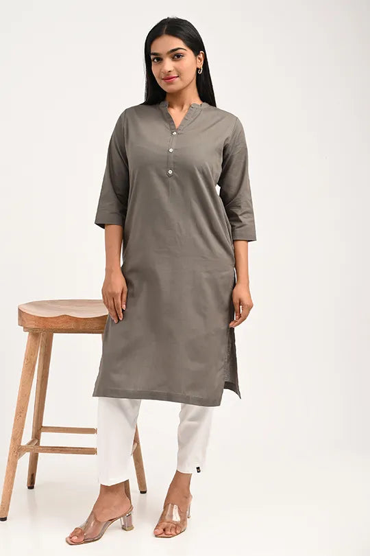 Stain proof Dark Grey Cotton Kurti