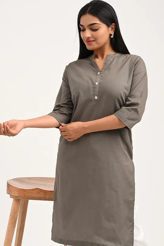 Stain proof Dark Grey Cotton Kurti