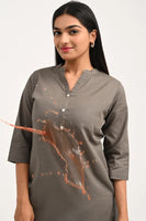 Stain proof Dark Grey Cotton Kurti
