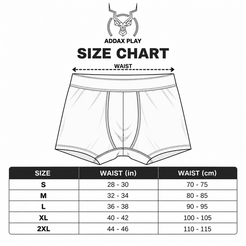 Size Chart for Men’s Trunks | Premium Comfort Collection
