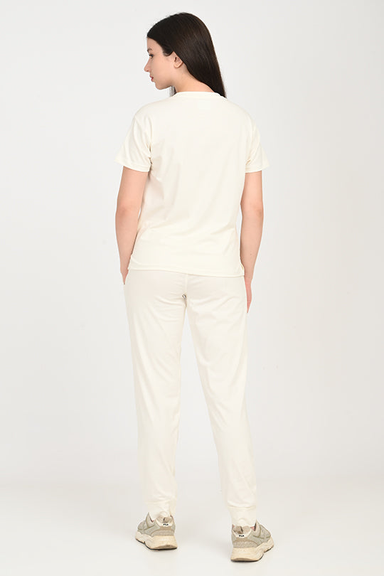 Anti Stain Cotton White Pyjama Set