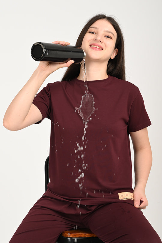 Anti Stain Cotton Maroon Pyjama Set