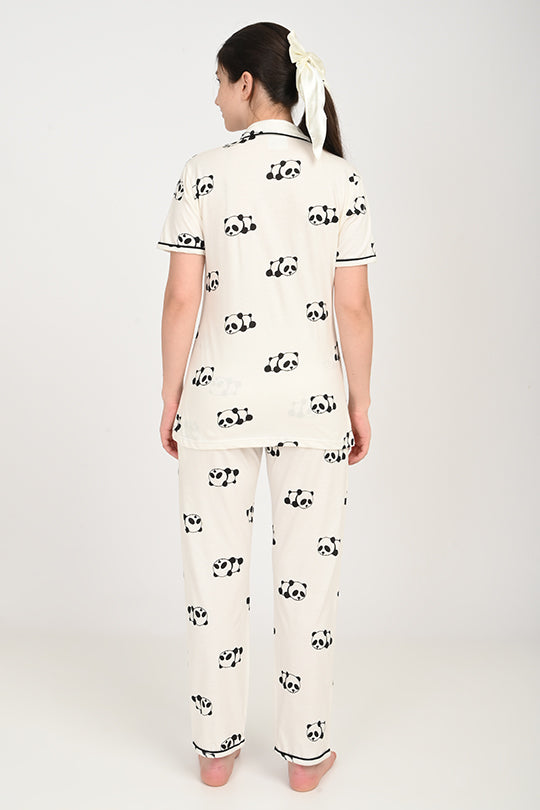 Anti Stain Cotton White Pyjama-V2 Set