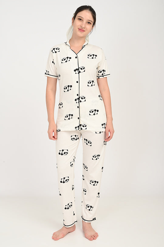 Anti Stain Cotton White Pyjama-V2 Set