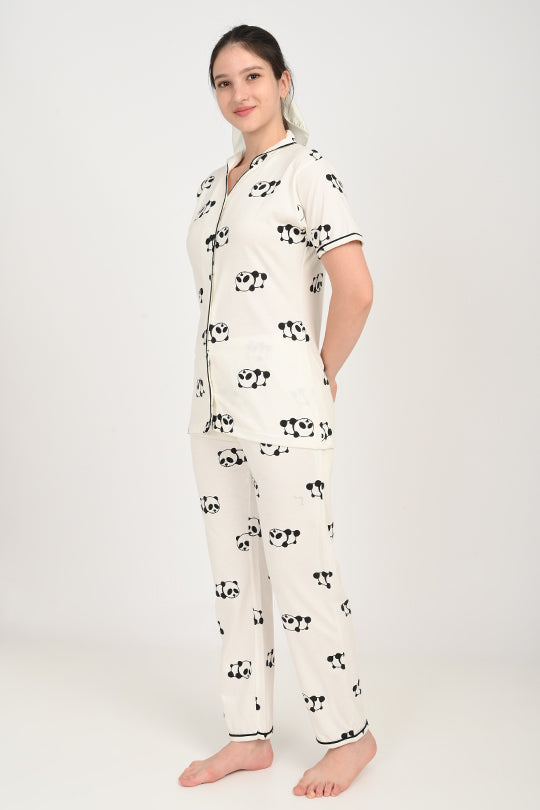 Anti Stain Cotton White Pyjama-V2 Set