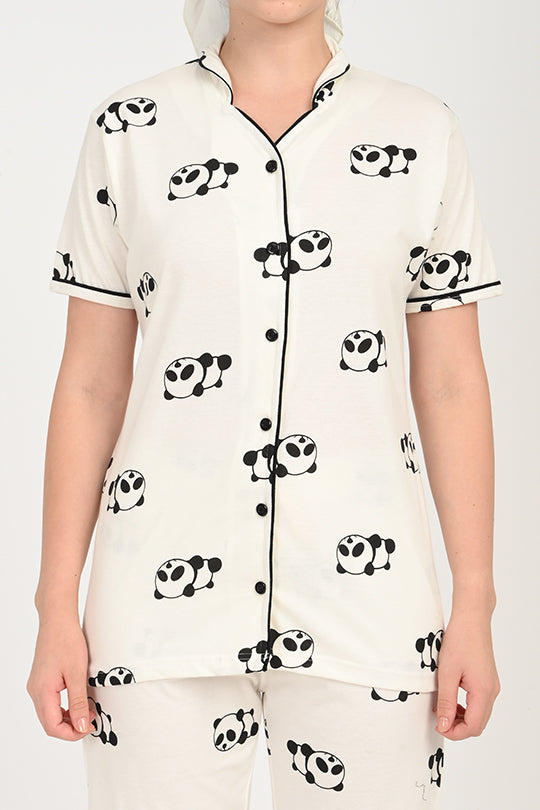 Anti Stain Cotton White Pyjama-V2 Set