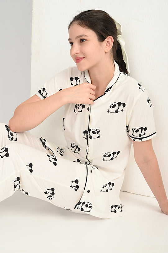 Anti Stain Cotton White Pyjama-V2 Set