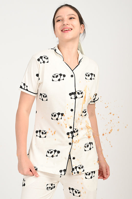 Anti Stain Cotton White Pyjama-V2 Set