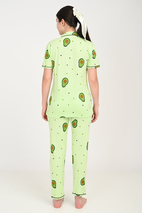 Anti Stain Cotton Lime Green Pyjama-V2 Set