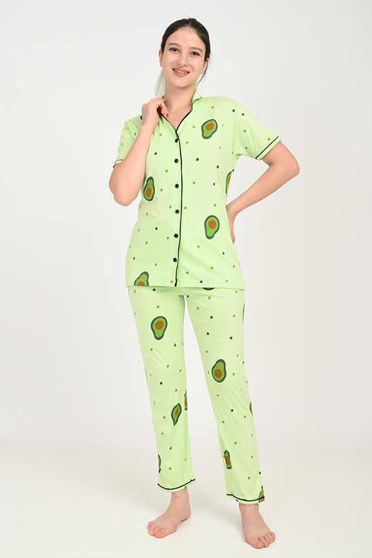 Anti Stain Cotton Lime Green Pyjama-V2 Set