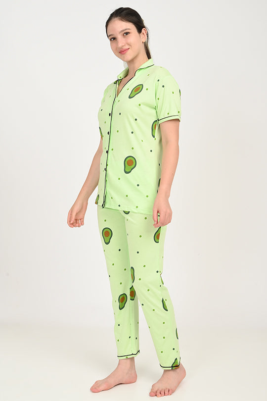 Anti Stain Cotton Lime Green Pyjama-V2 Set
