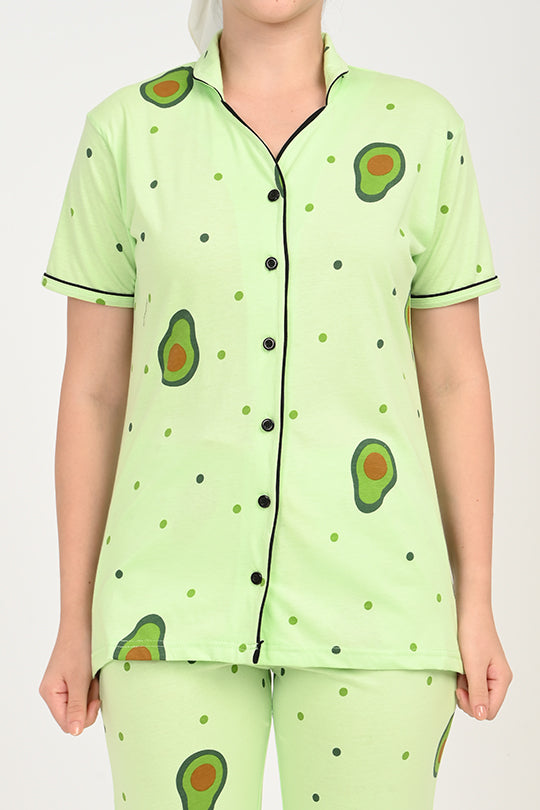 Anti Stain Cotton Lime Green Pyjama-V2 Set