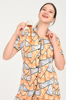 Anti Stain Cotton Orange Pyjama-V2 Set