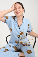 Anti Stain Cotton Light Blue Pyjama-V2 Set
