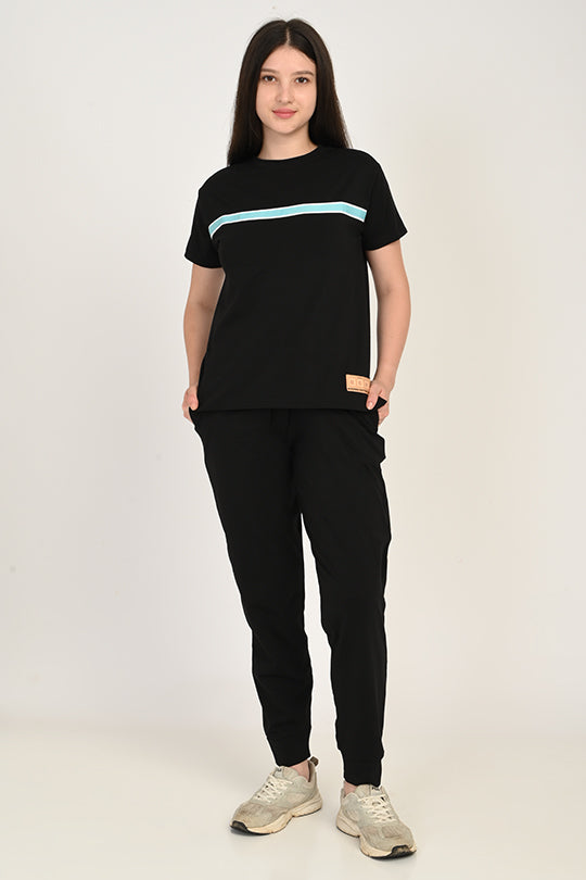 Anti Stain Cotton Black Pyjama Set