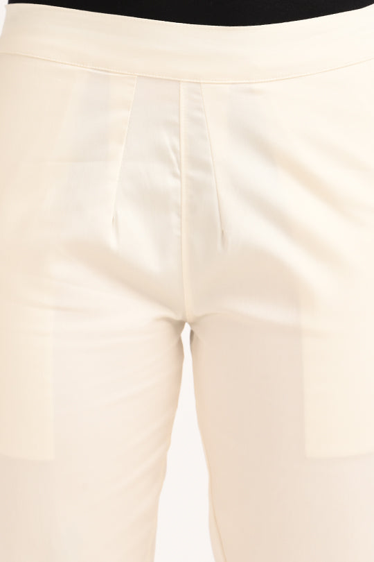Stain Proof Cream Cotton Lycra Pant