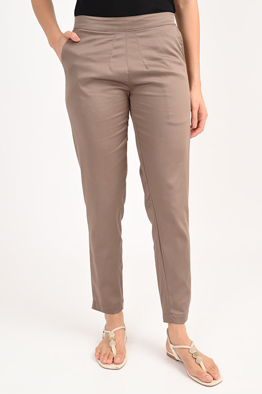 Stain Proof Rosy Brown Cotton Lycra Pant