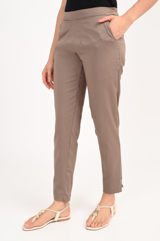 Stain Proof Rosy Brown Cotton Lycra Pant