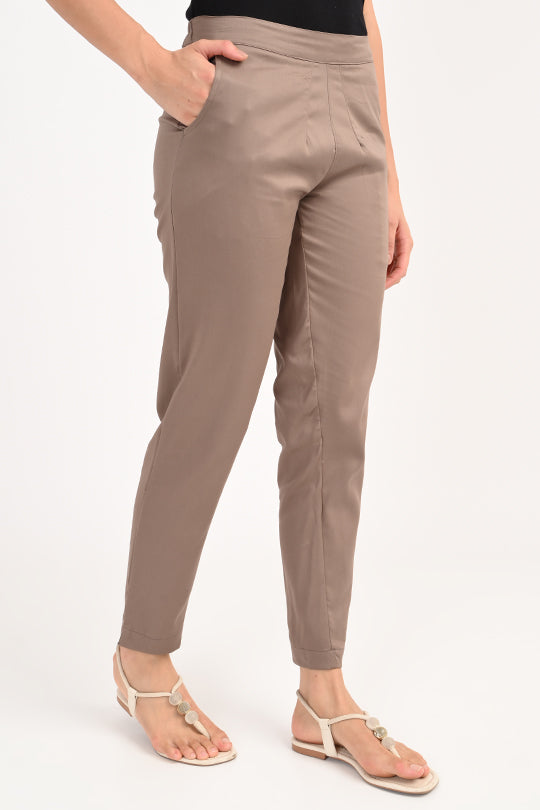 Stain Proof Rosy Brown Cotton Lycra Pant