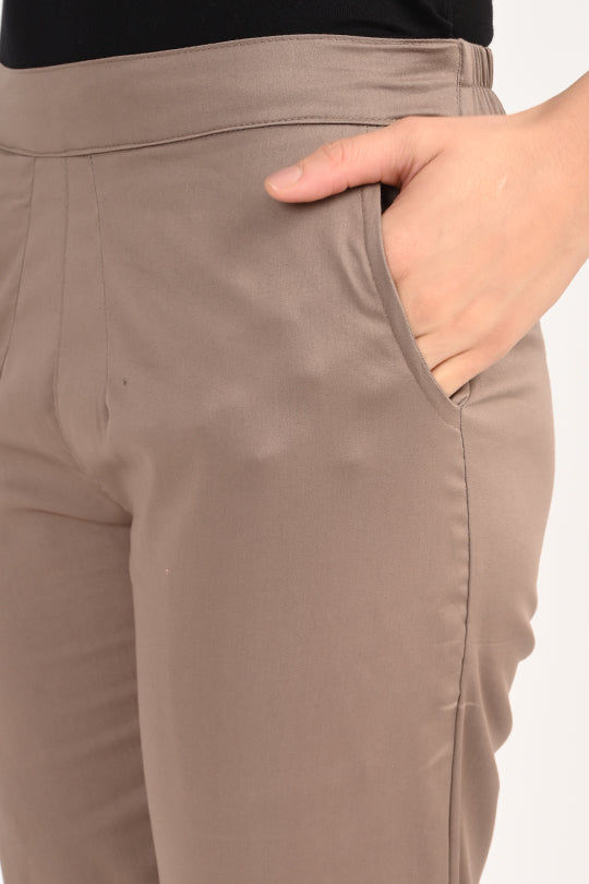 Stain Proof Rosy Brown Cotton Lycra Pant