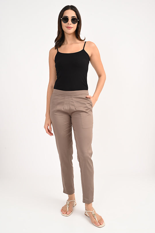 Stain Proof Rosy Brown Cotton Lycra Pant