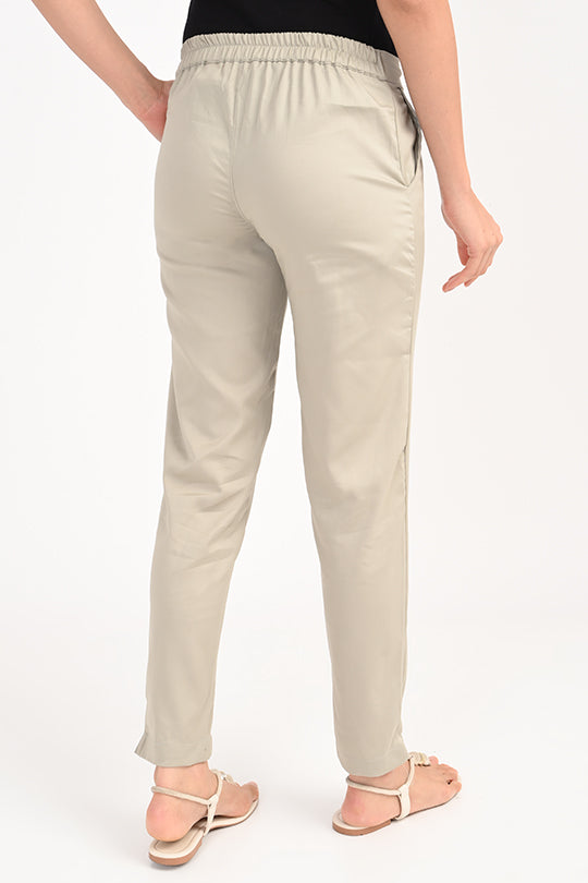 Stain Proof Light Grey Cotton Lycra Pant