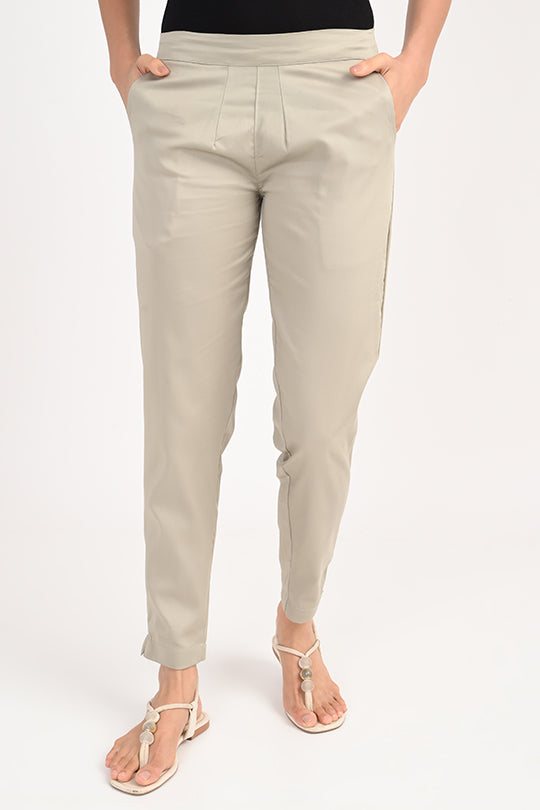 Stain Proof Light Grey Cotton Lycra Pant