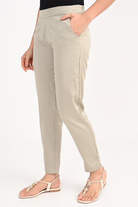 Stain Proof Light Grey Cotton Lycra Pant