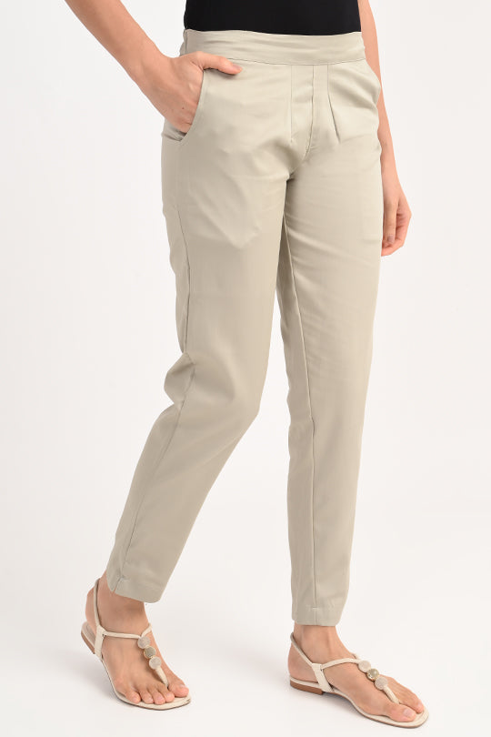 Stain Proof Light Grey Cotton Lycra Pant
