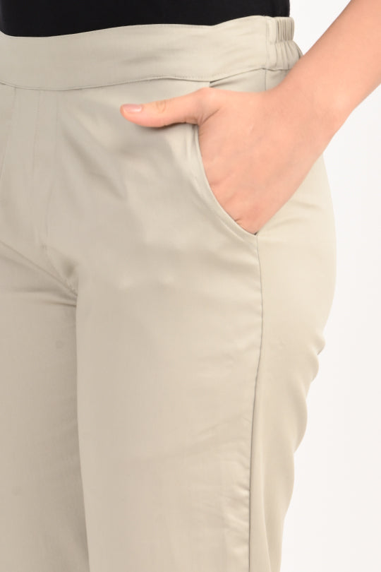 Stain Proof Light Grey Cotton Lycra Pant