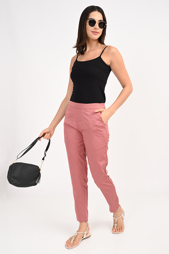 Stain Proof Turkish Pink Cotton Lycra Pant