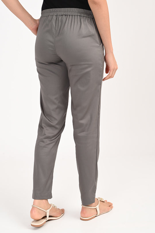 Stain Proof Dark Grey Cotton Lycra Pant