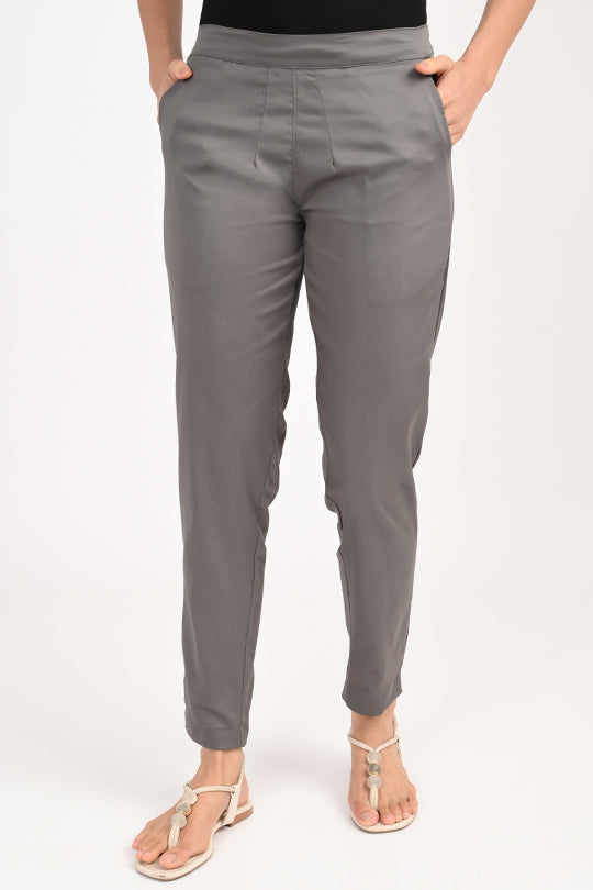 Stain Proof Dark Grey Cotton Lycra Pant