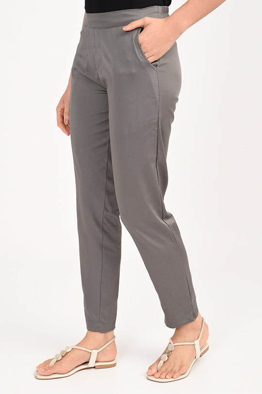 Stain Proof Dark Grey Cotton Lycra Pant