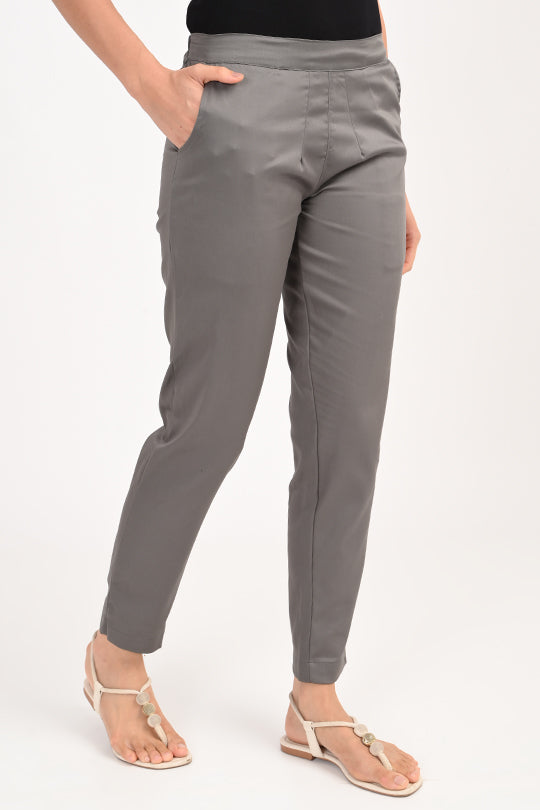 Stain Proof Dark Grey Cotton Lycra Pant