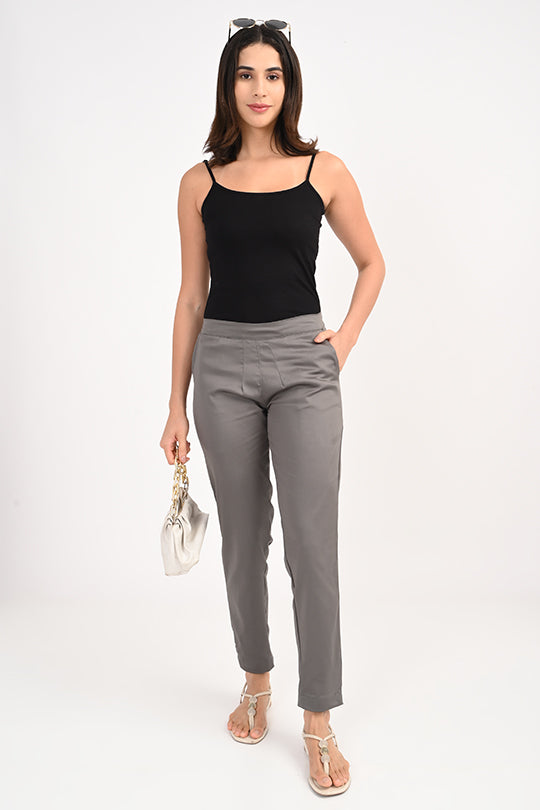 Stain Proof Dark Grey Cotton Lycra Pant