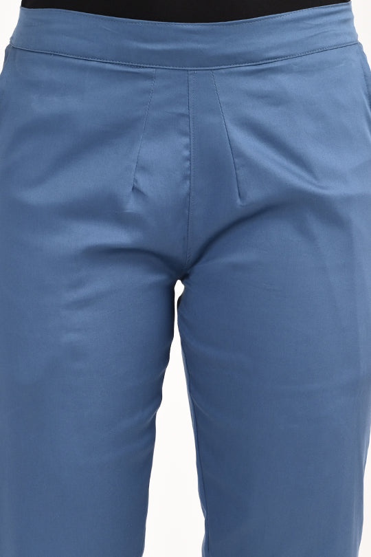 Stain Proof Indigo Blue Cotton Lycra Pant