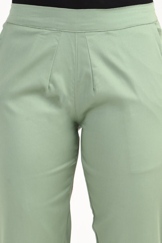 Stain Proof  Sage Green Cotton Lycra Pant