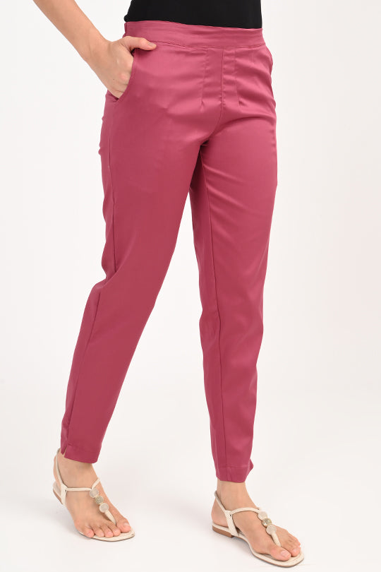 Stain Proof Dusky Rose Cotton Lycra Pant