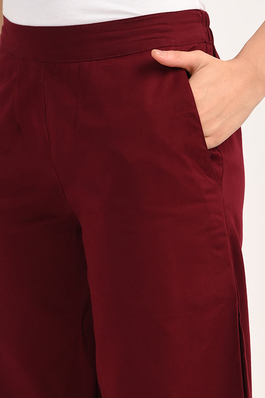 Anti Stain Maroon Palazzo pant