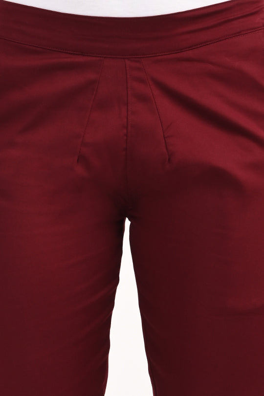 Stain Proof Maroon Cotton Lycra Pant