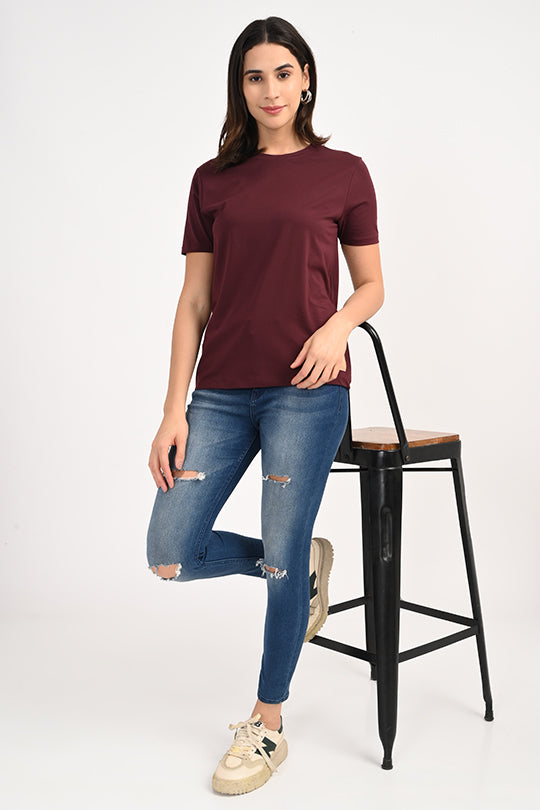 Air Cool-Anti Stain Maroon T-Shirt