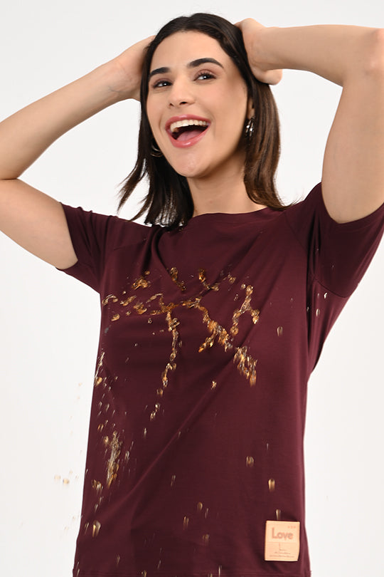 Air Cool-Anti Stain Maroon T-Shirt