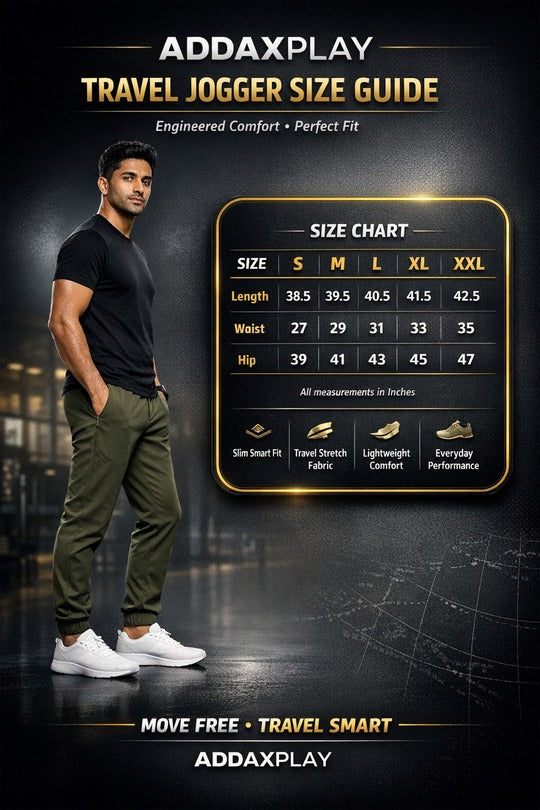 Size Chart for Stainproof Travel Joggers
